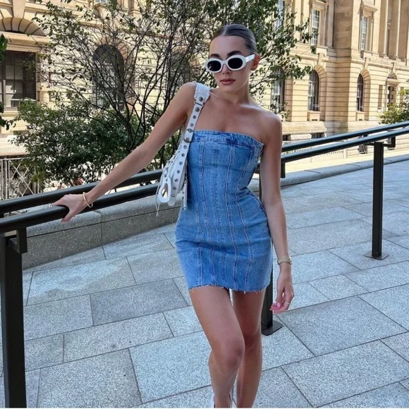 NWT Zara Denim Mini Dress - Picture 3 of 17